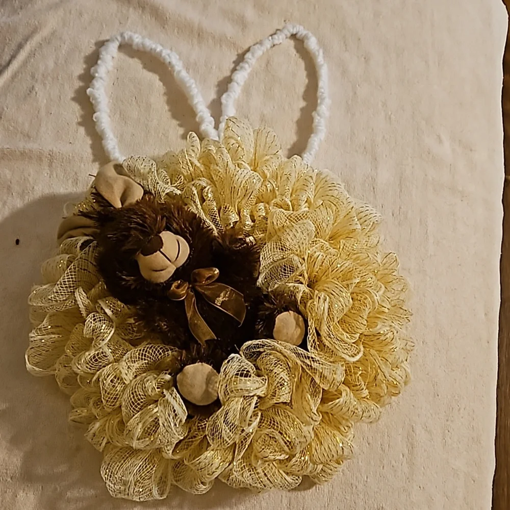 From mom's closet bunny wreath on a 9 inch bunny wreath that she made